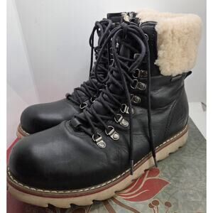 Royal Canadian Boots Size 10 Black Lethbridge Waterproof Leather Shearling Zips
